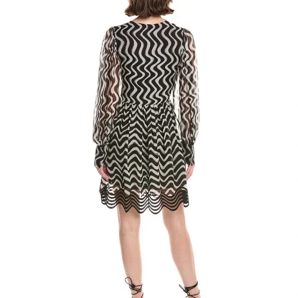 Stella McCartney Monochrome Wave Long Sleeve Dress